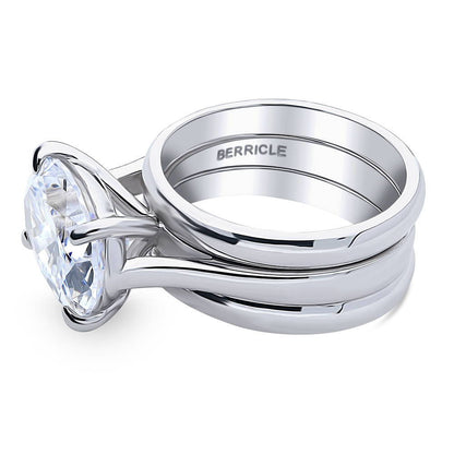 Solitaire East-West 5.5ct Oval CZ Ring Set in Sterling Silver