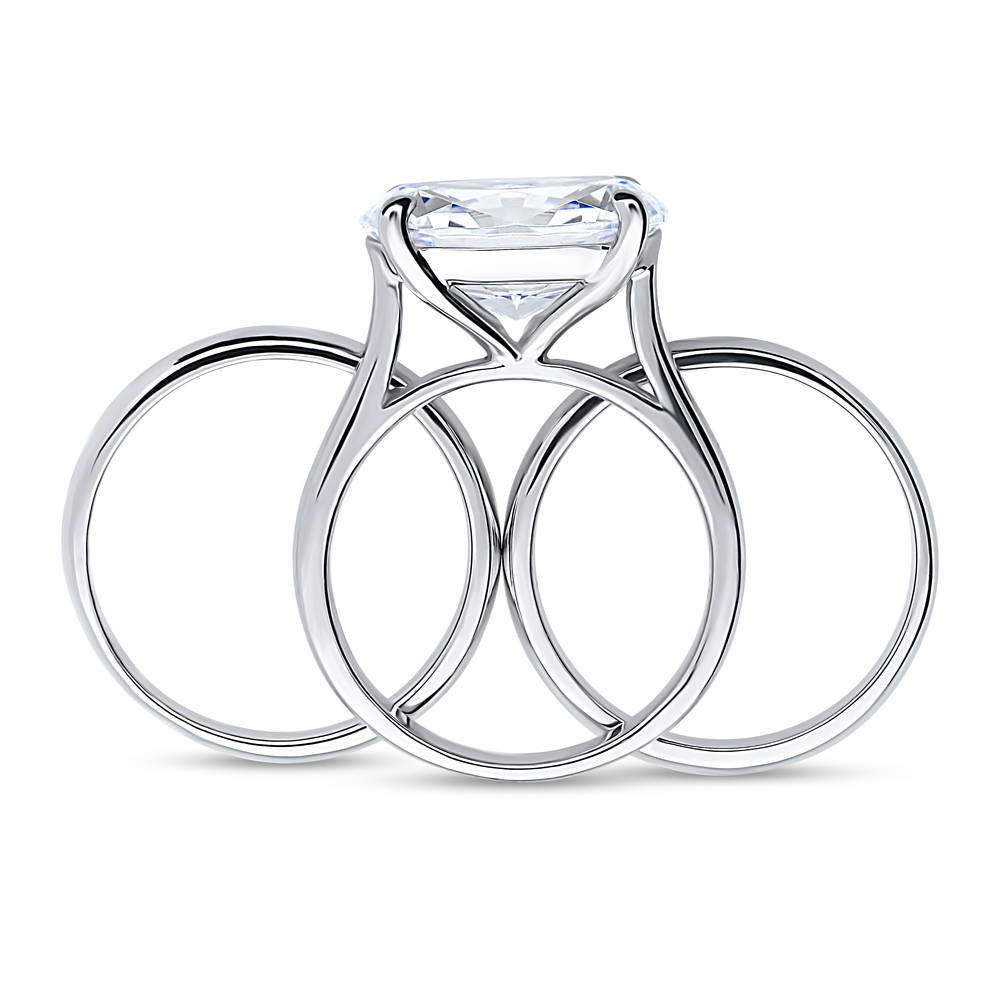 Alternate view of Solitaire East-West 5.5ct Oval CZ Ring Set in Sterling Silver, 8 of 10