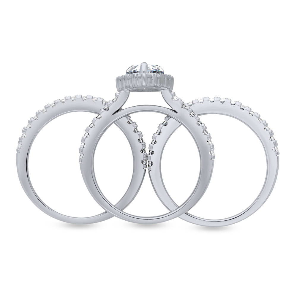 Alternate view of Halo Pear CZ Ring Set in Sterling Silver, 8 of 11