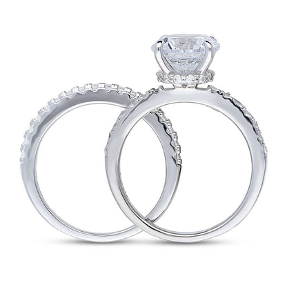 Solitaire Hidden Halo 2.7ct CZ Ring Set in Sterling Silver