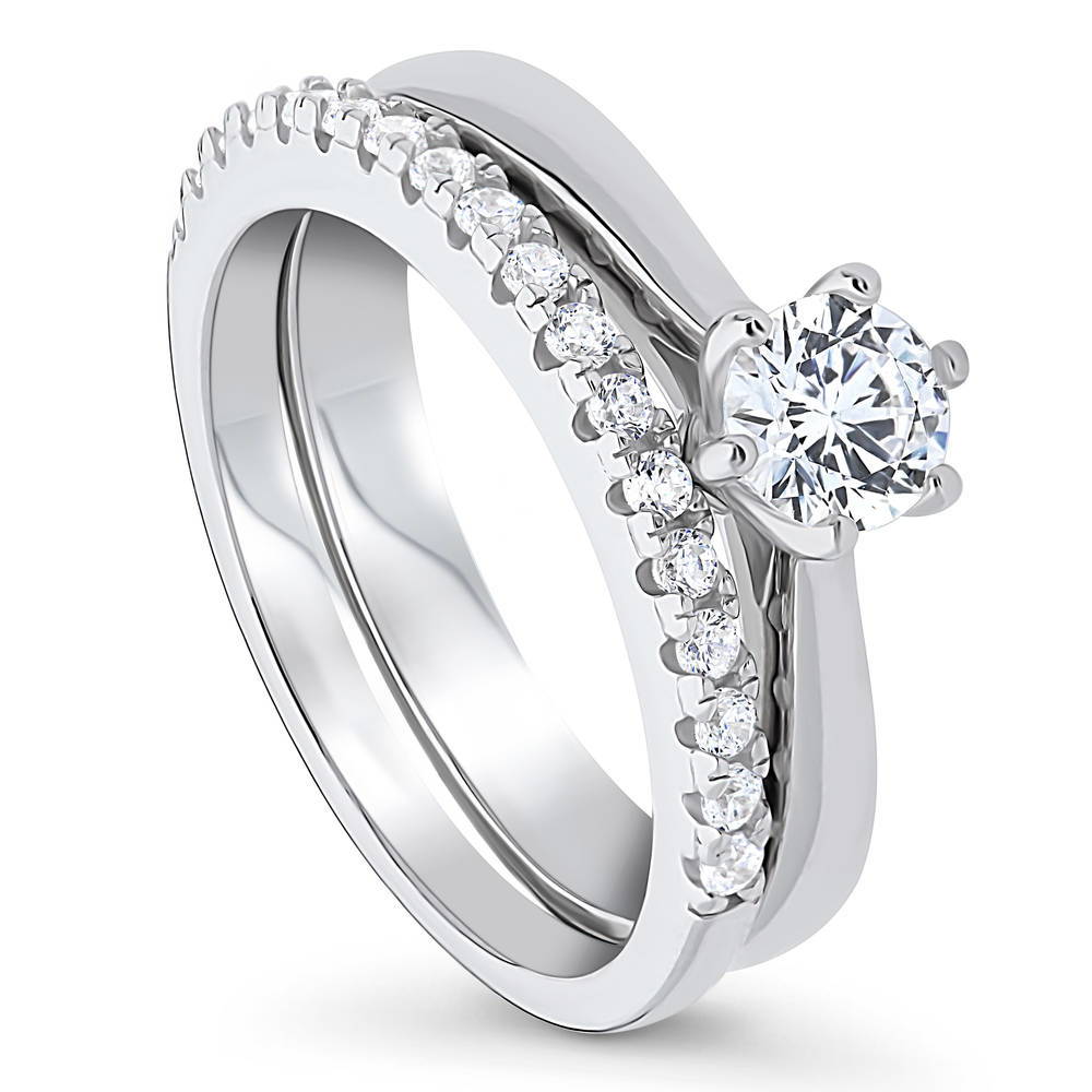 Front view of Solitaire 0.45ct CZ Ring Set in Sterling Silver, 4 of 17