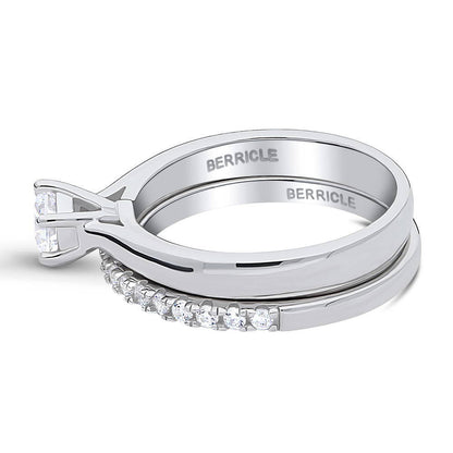 Solitaire 0.45ct CZ Ring Set in Sterling Silver