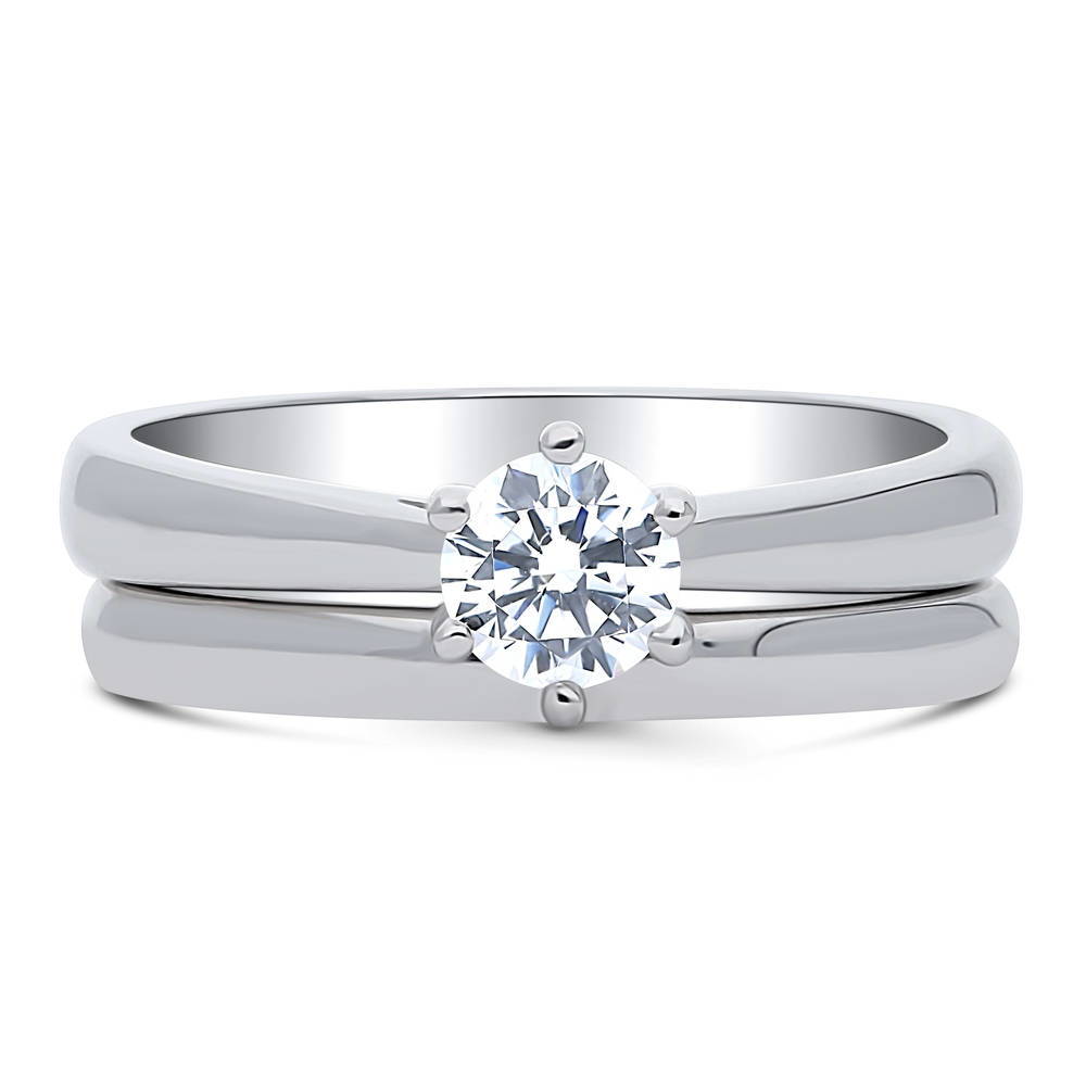 Solitaire 0.45ct CZ Ring Set in Sterling Silver, 1 of 16