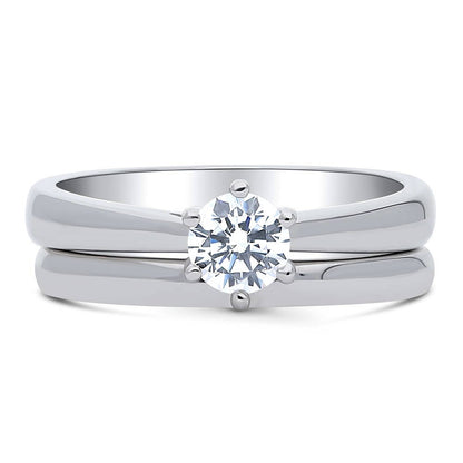 Solitaire 0.45ct CZ Ring Set in Sterling Silver