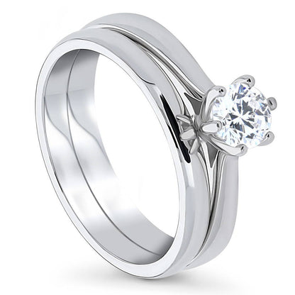Solitaire 0.45ct CZ Ring Set in Sterling Silver