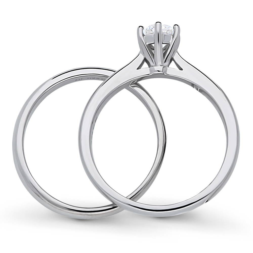 Solitaire 0.45ct CZ Ring Set in Sterling Silver