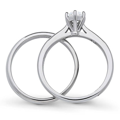 Solitaire 0.45ct CZ Ring Set in Sterling Silver