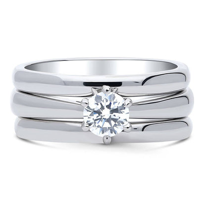 Solitaire 0.45ct CZ Ring Set in Sterling Silver