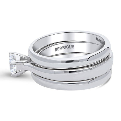 Solitaire 0.45ct CZ Ring Set in Sterling Silver