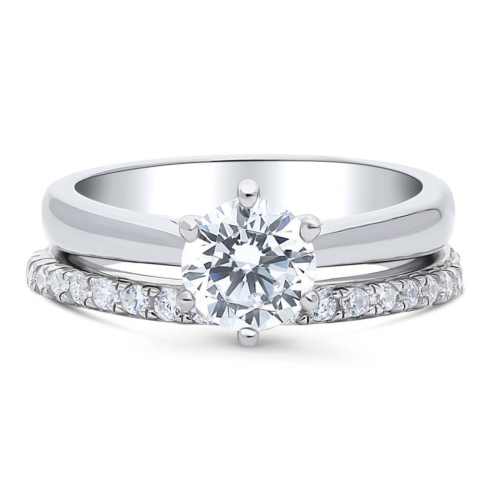 Solitaire 1ct CZ Ring Set in Sterling Silver, 1 of 12