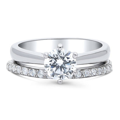 Solitaire 1ct CZ Ring Set in Sterling Silver