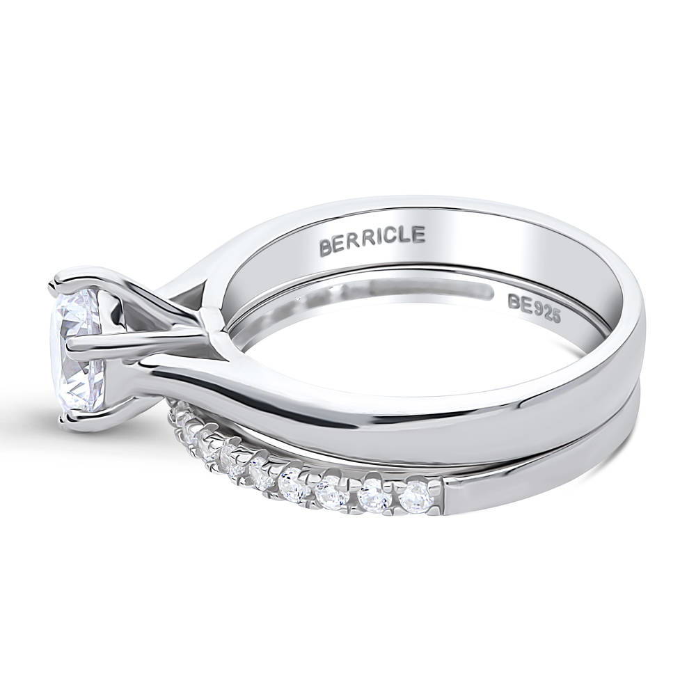 Solitaire 1ct CZ Ring Set in Sterling Silver