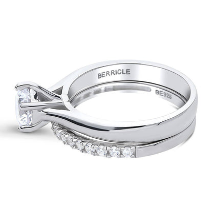 Solitaire 1ct CZ Ring Set in Sterling Silver