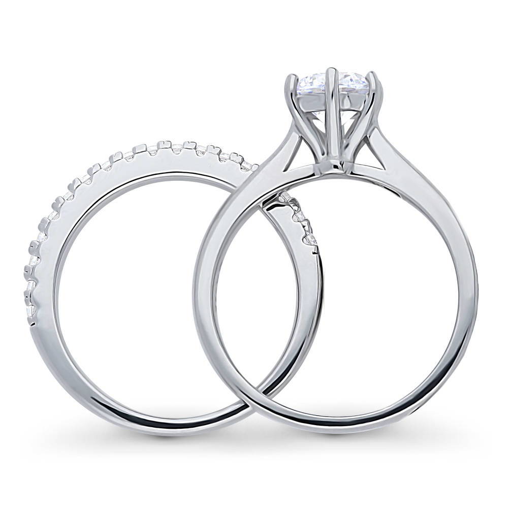 Alternate view of Solitaire 1ct CZ Ring Set in Sterling Silver, 8 of 12