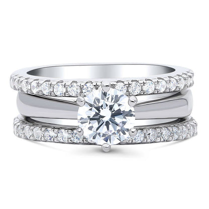 Solitaire 1ct CZ Ring Set in Sterling Silver