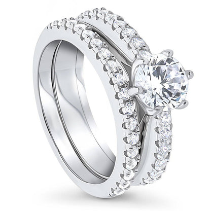 Solitaire 1ct CZ Ring Set in Sterling Silver