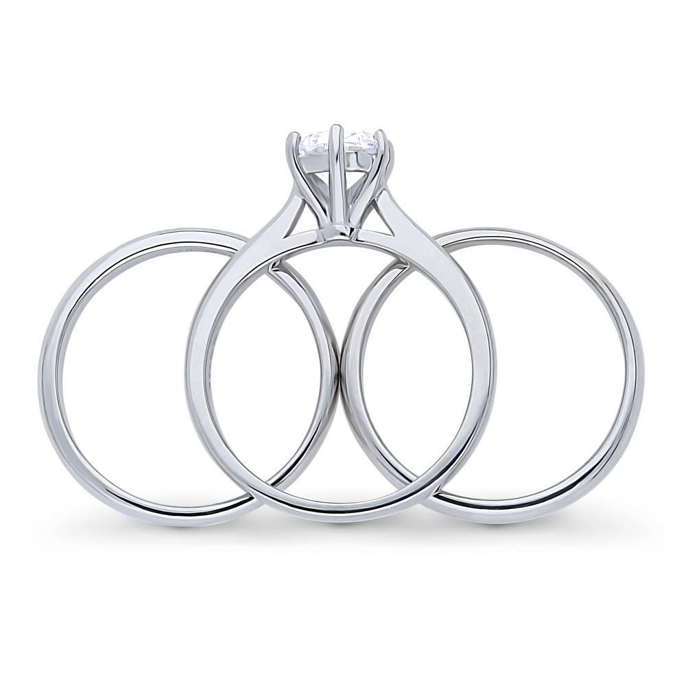 Alternate view of Solitaire 1ct CZ Ring Set in Sterling Silver, 8 of 10