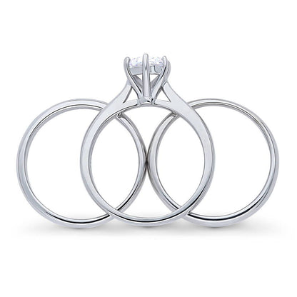 Solitaire 1ct CZ Ring Set in Sterling Silver