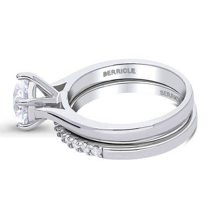 Solitaire 2ct CZ Ring Set in Sterling Silver