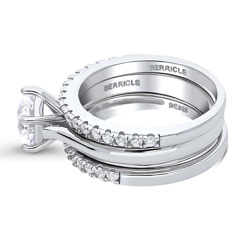 Angle view of Solitaire 2ct CZ Ring Set in Sterling Silver, 5 of 19