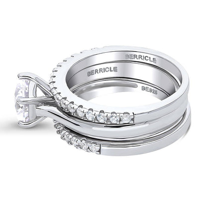 Solitaire 2ct CZ Ring Set in Sterling Silver