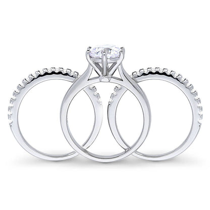 Solitaire 2ct CZ Ring Set in Sterling Silver