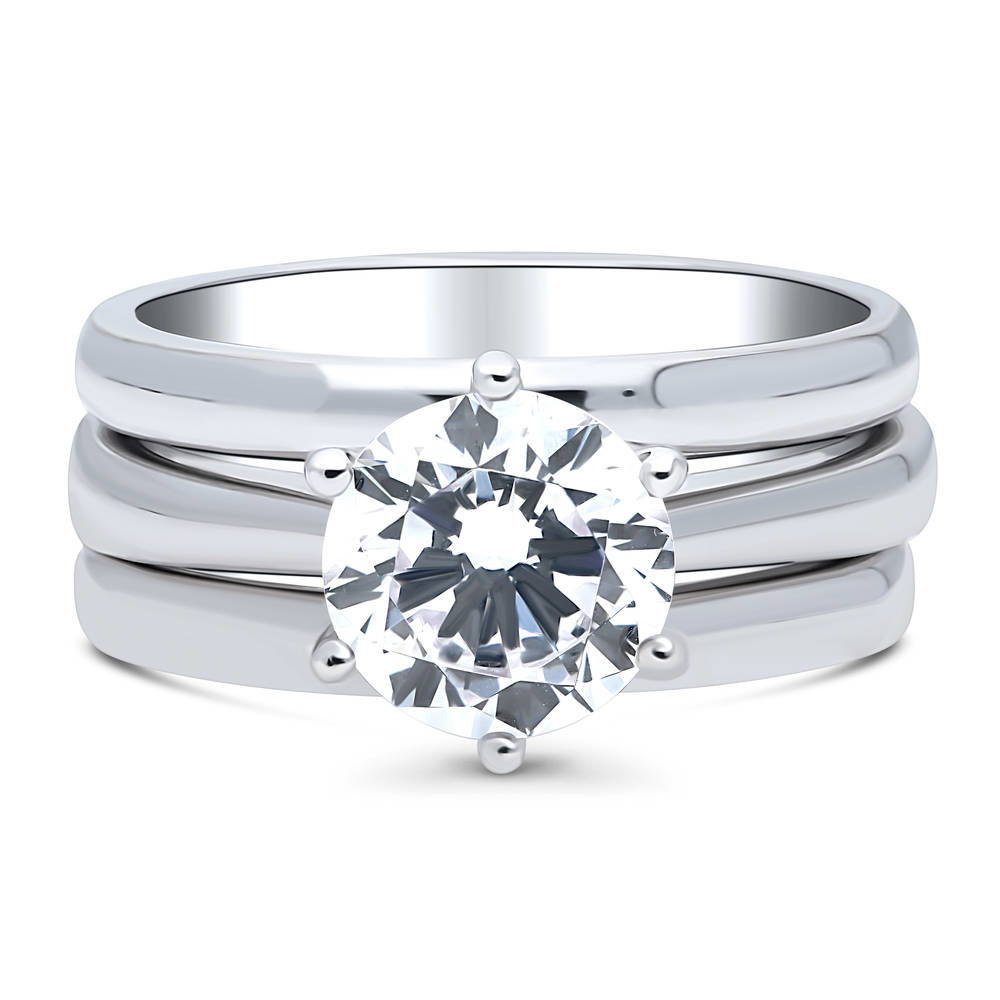 Solitaire 2ct CZ Ring Set in Sterling Silver