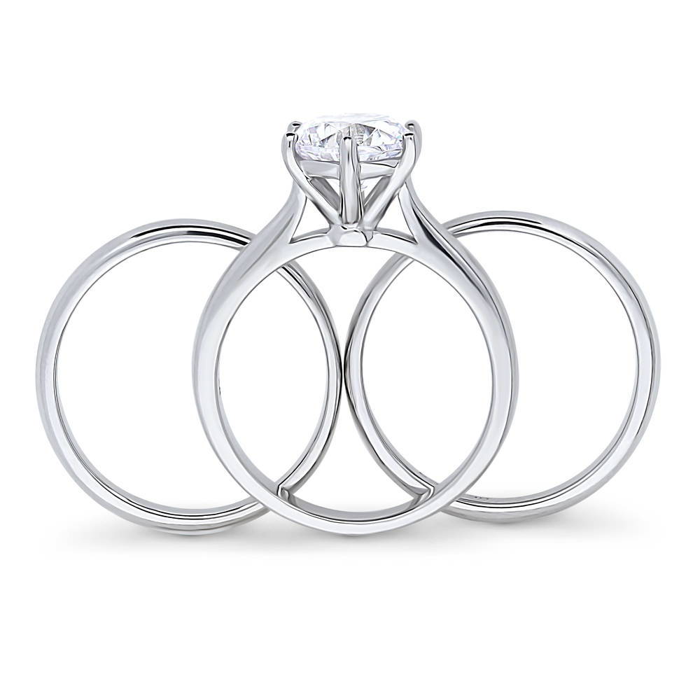 Alternate view of Solitaire 2ct CZ Ring Set in Sterling Silver, 8 of 18