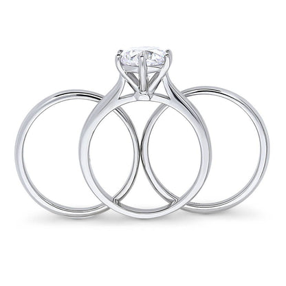 Solitaire 2ct CZ Ring Set in Sterling Silver