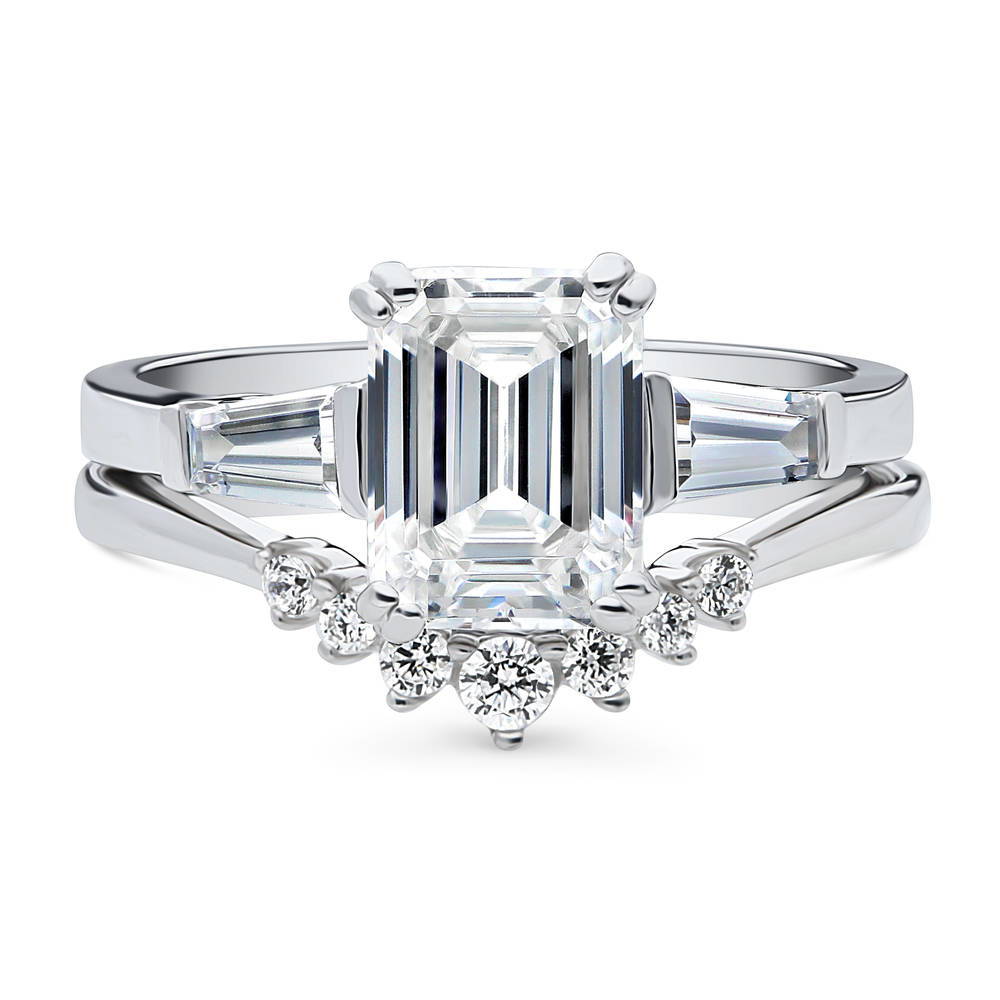 3-Stone Wishbone 7-Stone 2.1ct CZ Ring Set in Sterling Silver