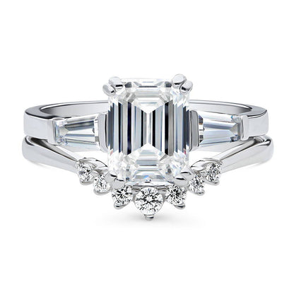 3-Stone Wishbone 7-Stone 2.1ct CZ Ring Set in Sterling Silver