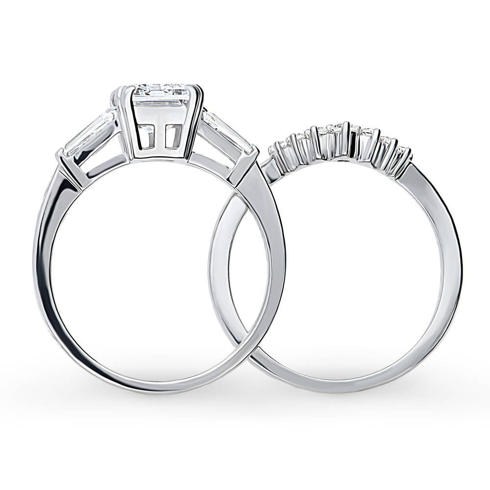 Alternate view of 3-Stone Wishbone 7-Stone 2.1ct CZ Ring Set in Sterling Silver, 8 of 19