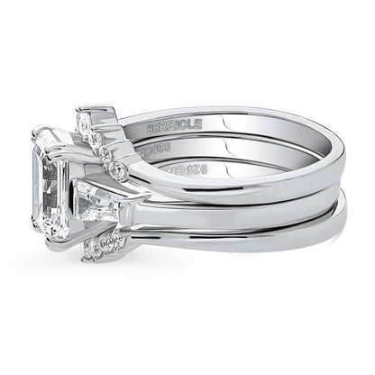 3-Stone Wishbone 7-Stone 2.1ct CZ Ring Set in Sterling Silver
