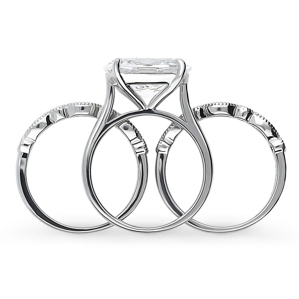 Alternate view of Solitaire Art Deco East-West Oval CZ Ring Set in Sterling Silver, 8 of 19