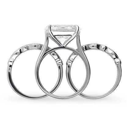 Solitaire Art Deco East-West Oval CZ Ring Set in Sterling Silver