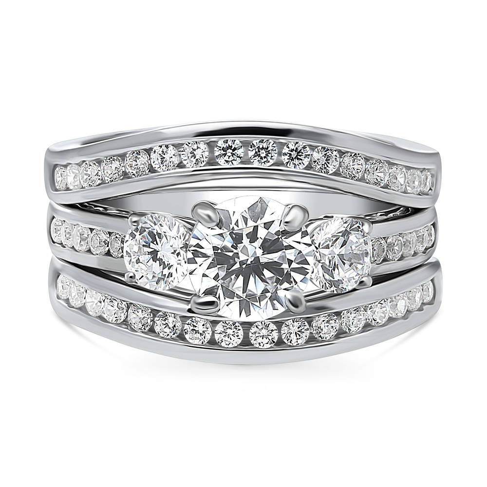 3-Stone 1ct CZ Ring Set in Sterling Silver