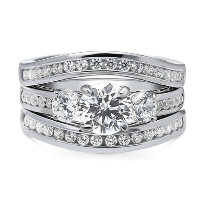 3-Stone 1ct CZ Ring Set in Sterling Silver