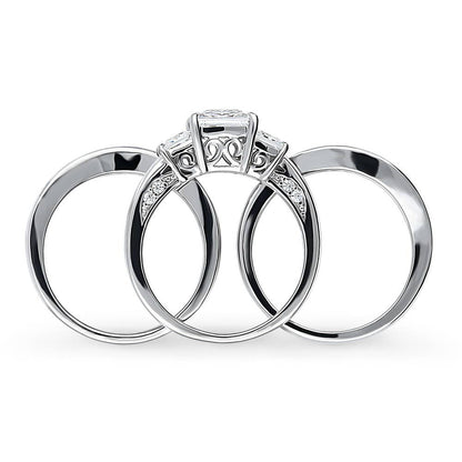 3-Stone 1.6ct Princess CZ Ring Set in Sterling Silver