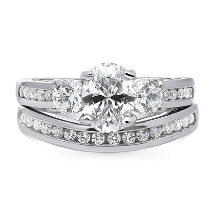 3-Stone 1.2ct Oval CZ Ring Set in Sterling Silver