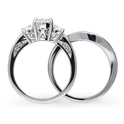 3-Stone 1.2ct Oval CZ Ring Set in Sterling Silver
