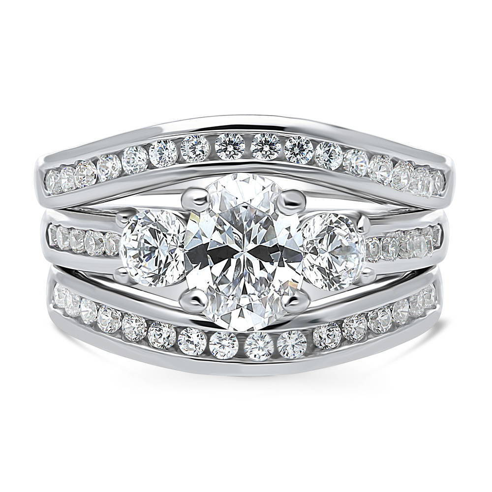 3-Stone 1.2ct Oval CZ Ring Set in Sterling Silver