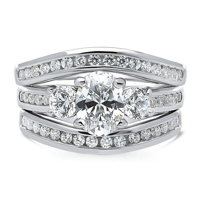 3-Stone 1.2ct Oval CZ Ring Set in Sterling Silver