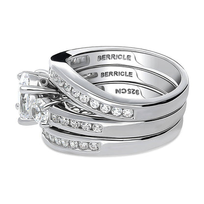 3-Stone 1.2ct Oval CZ Ring Set in Sterling Silver