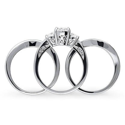 3-Stone 1.2ct Oval CZ Ring Set in Sterling Silver