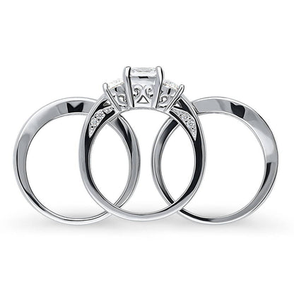 3-Stone 1.5ct Cushion CZ Ring Set in Sterling Silver