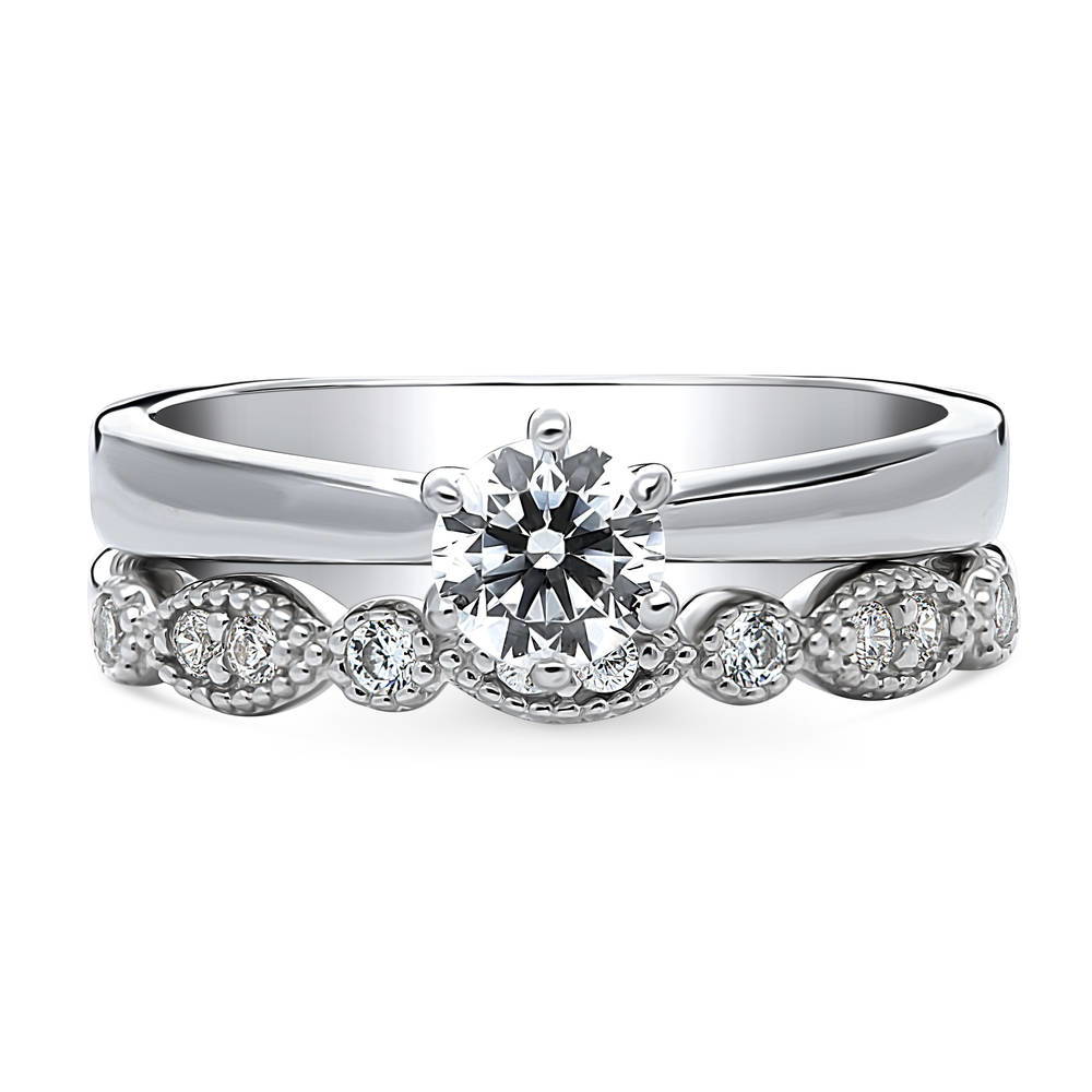 Solitaire Milgrain Art Deco 0.45ct CZ Ring Set in Sterling Silver, 1 of 19