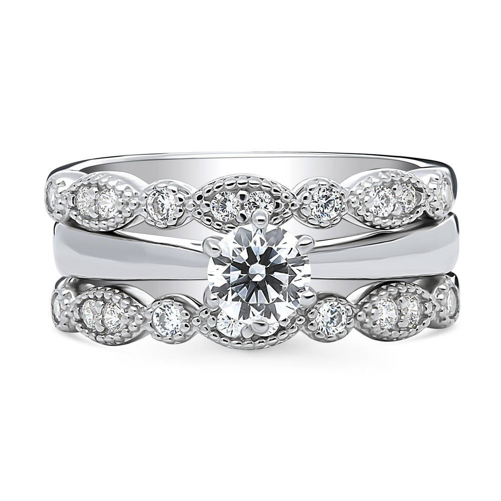 Solitaire Milgrain Art Deco 0.45ct CZ Ring Set in Sterling Silver