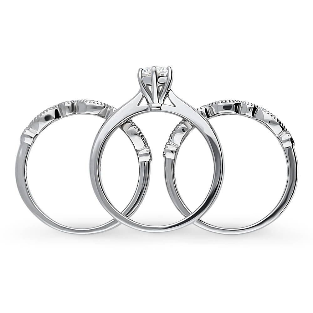 Alternate view of Solitaire Milgrain Art Deco 0.45ct CZ Ring Set in Sterling Silver, 8 of 19