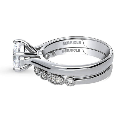 Solitaire Milgrain Art Deco 2ct CZ Ring Set in Sterling Silver