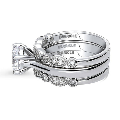 Solitaire Milgrain Art Deco 2ct CZ Ring Set in Sterling Silver